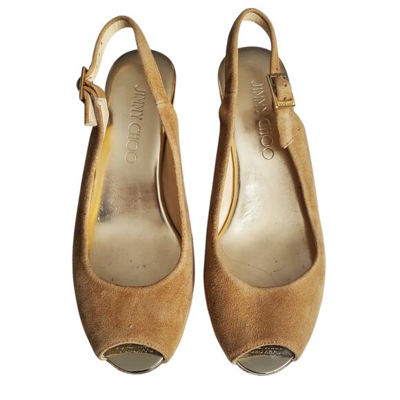 Jimmy Choo Praise Wedge Slingback Suede Platform Sandals - 35 EU - Picture 3 of 11